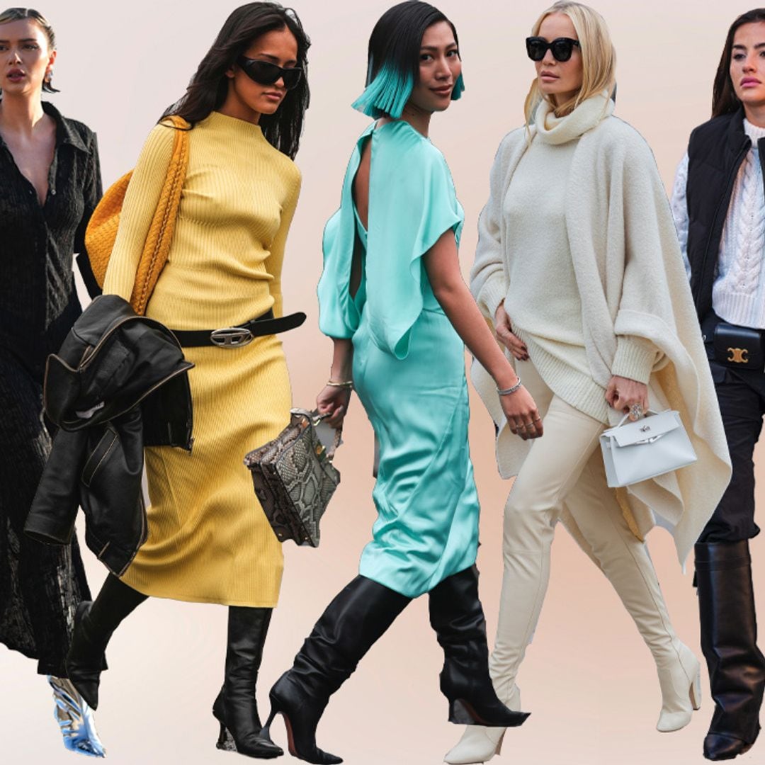 Nuevas ideas para seguir llevando botas altas con vestidos, faldas y pantalones hasta primavera
