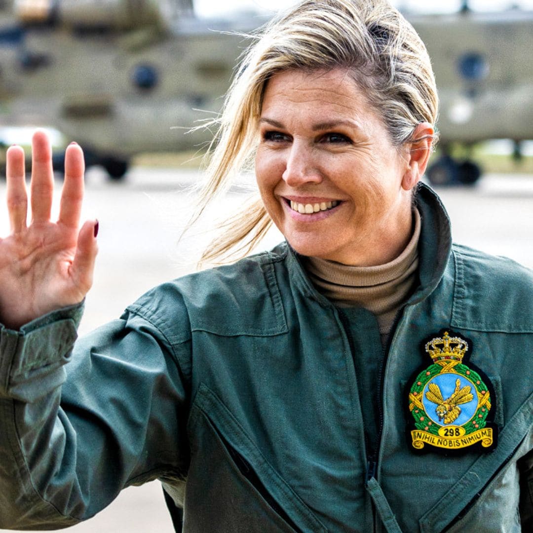 Máxima de Países Bajos, al más puro estilo 'Top Gun' para una misión de altura