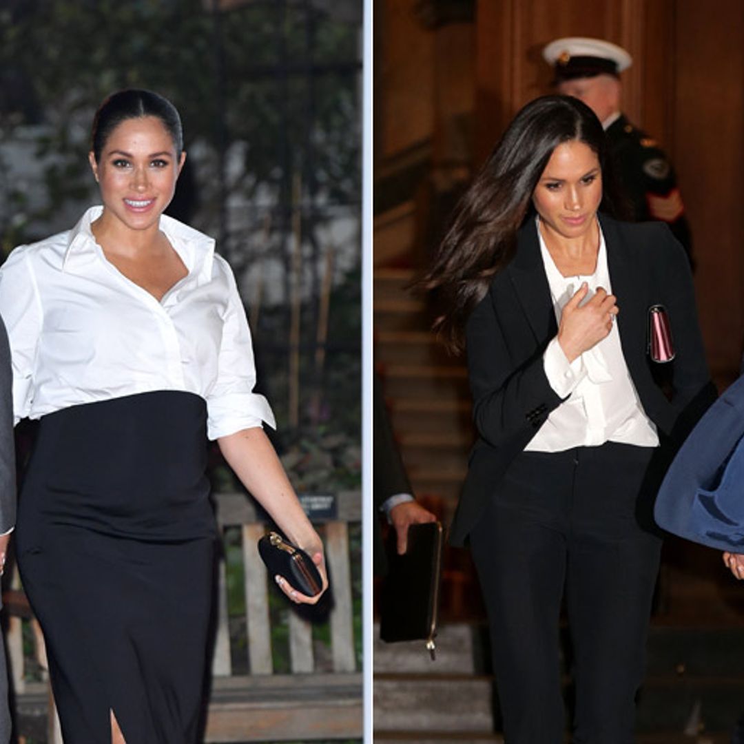 Mismo acto, un año después: Meghan Markle adapta aquel look masculino a su embarazo