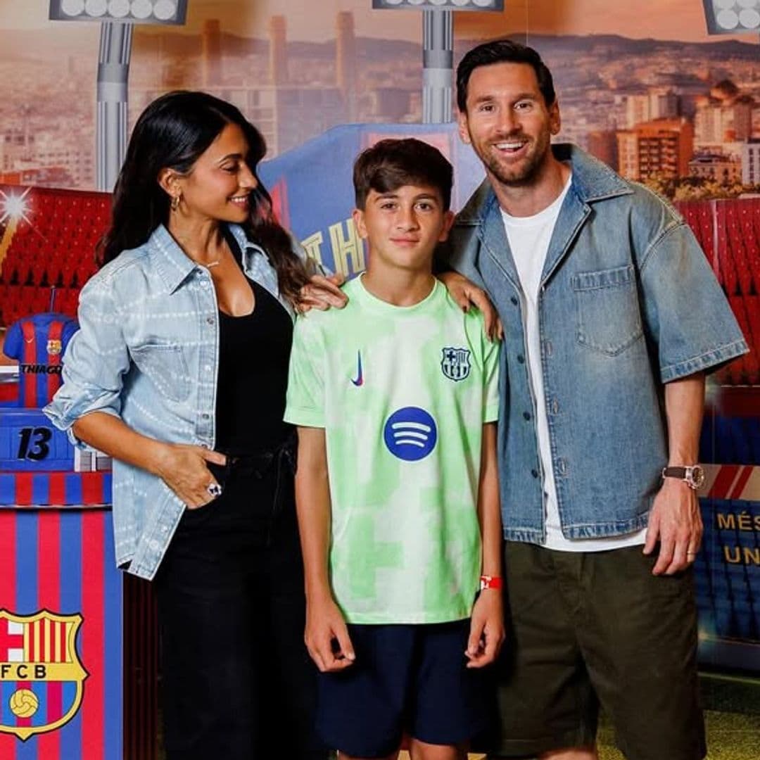 Antonela Roccuzzo y Lionel Messi celebran los 13 años de su hijo Thiago, con temática del Barça