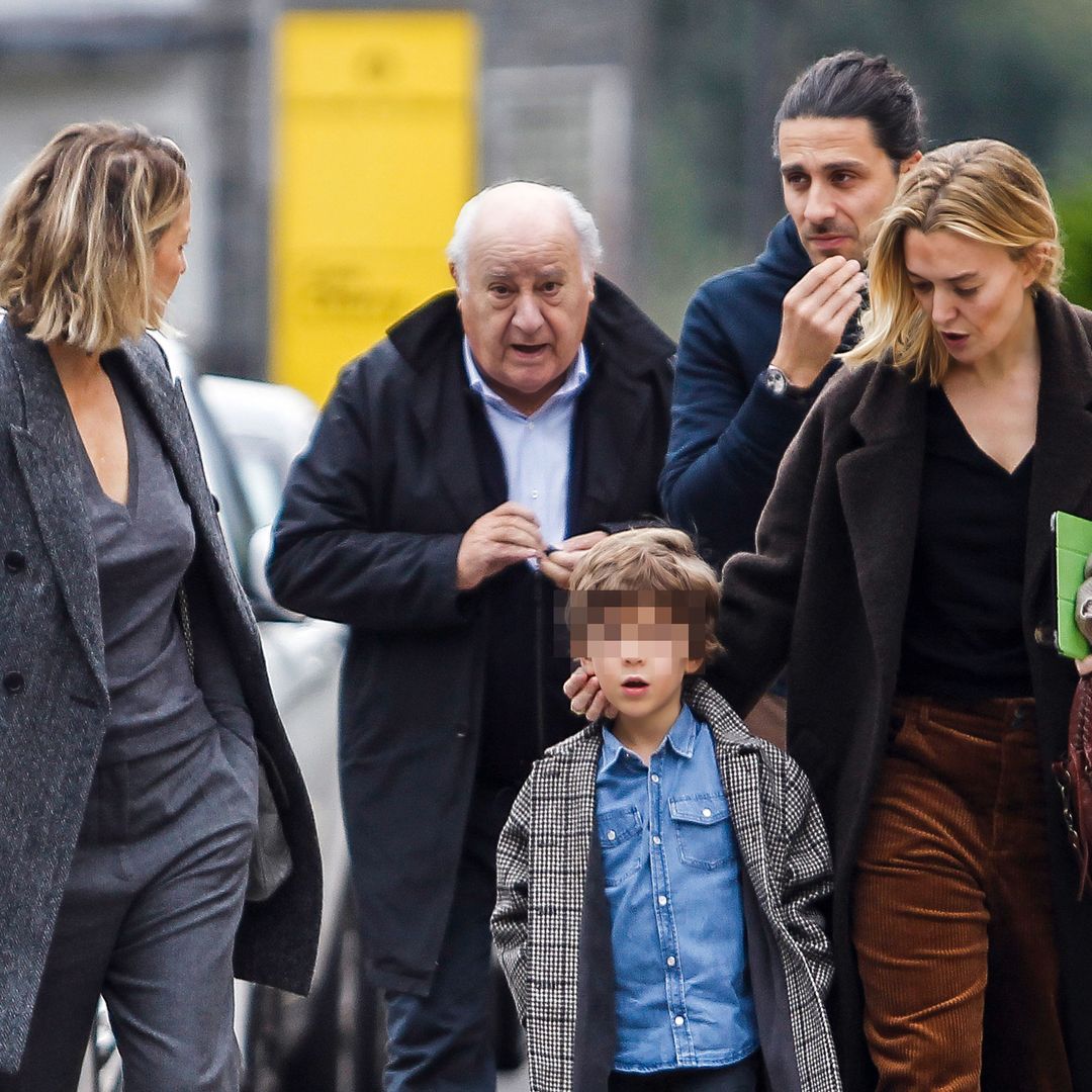 Amancio junto a su familia: con su mujer; Marta; su yerno Carlos Torretta, y su nieto Amancio
