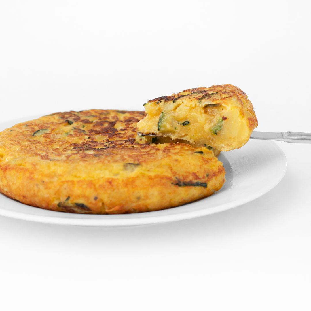 Fotografía de su receta estrella: la tortilla de patata y calabacín