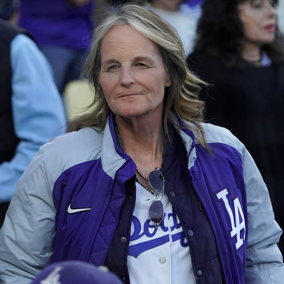 Helen Hunt seen at the MLB game between the Arizona Diamondbacks and the Los Angeles Dodgers at Dodger Stadium on May 20, 2024 in Los Angeles, California. (Photo by London Entertainment/GC Images)