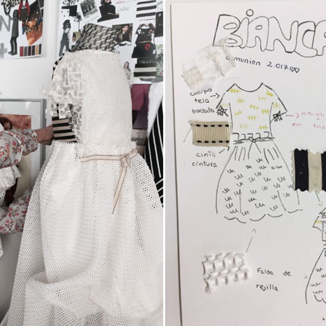 Bianca, hija de Nieves Álvarez, diseñadora de su propio vestido de comunión