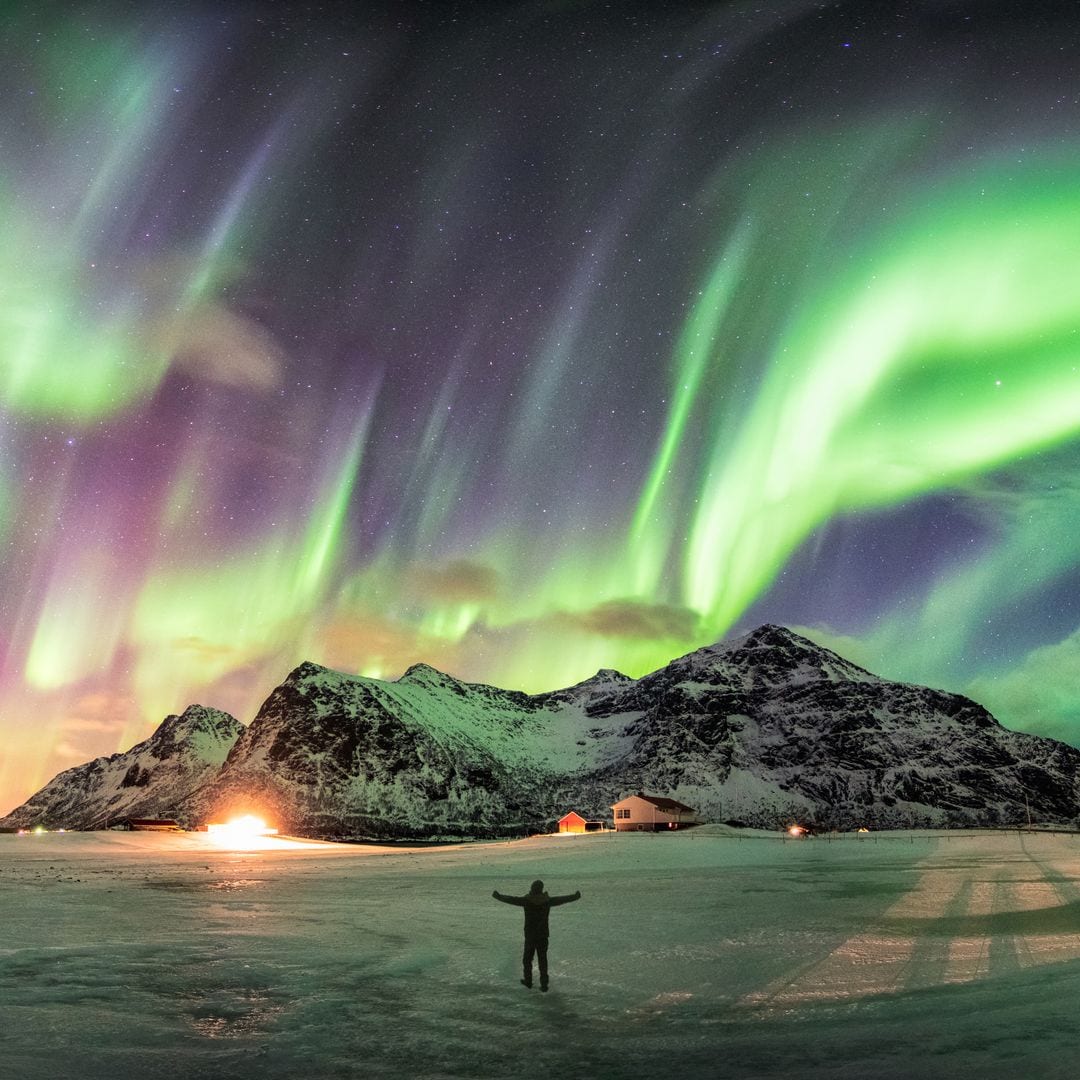 Auroras boreales en el archipiélago de las Lofoten, Noruega