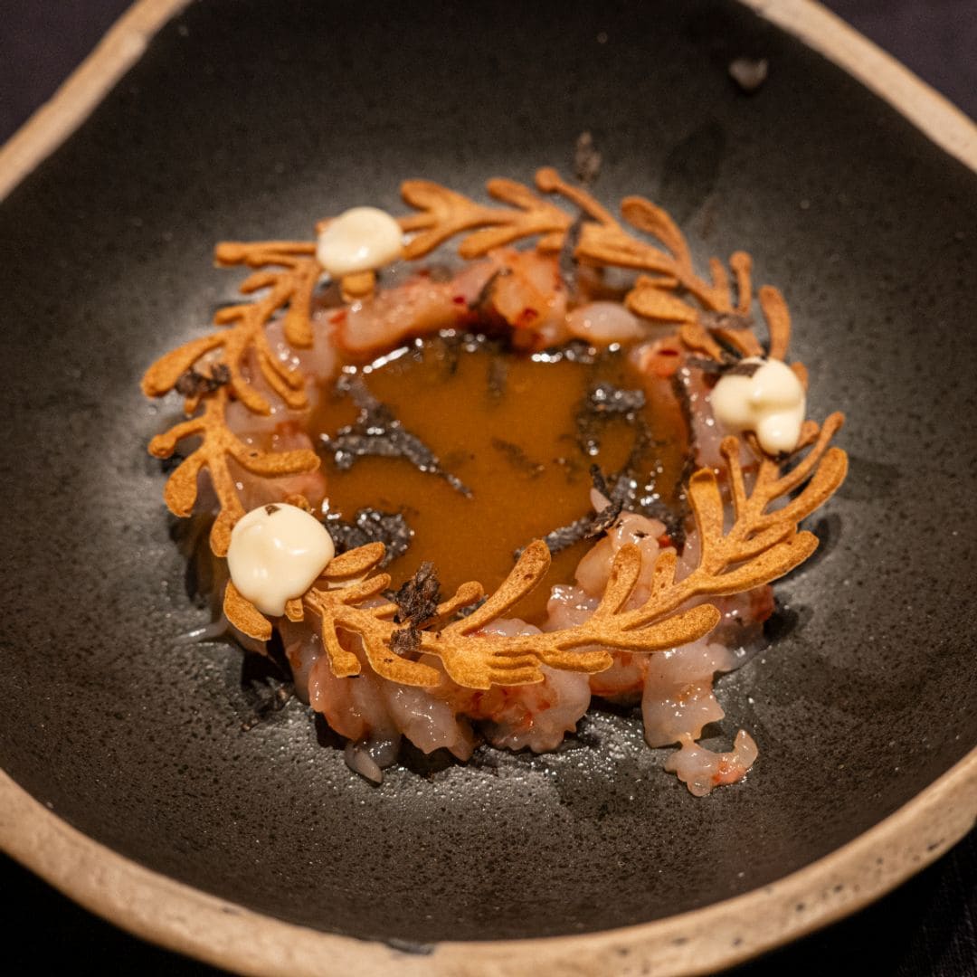 Uno de los pases del menú trufero del restaurante Duque Medinaceli, Soria