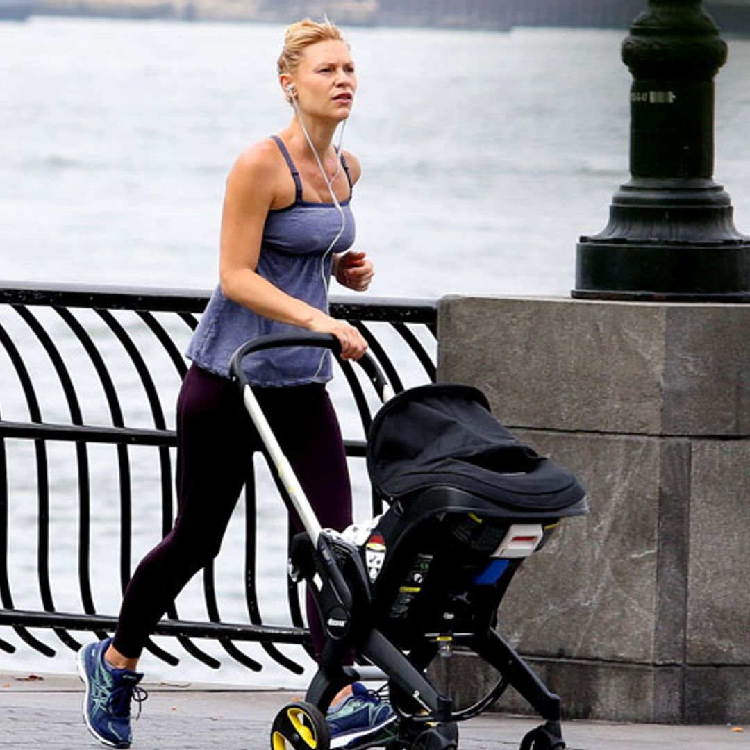 Claire Danes se pone en forma ¡con el carrito de su bebé!