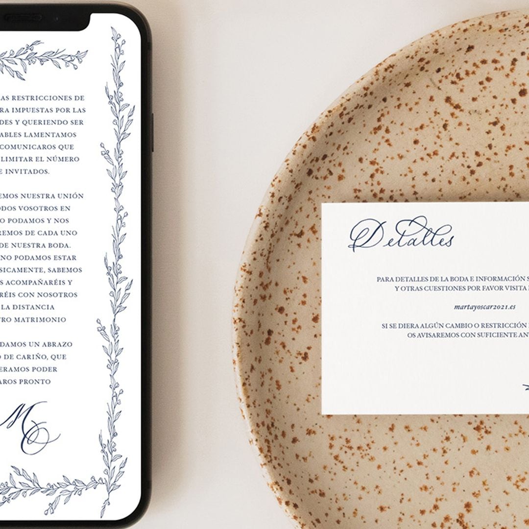 Soluciones de papelería muy bonitas para avisar a tus invitados que no podrán asistir a la boda