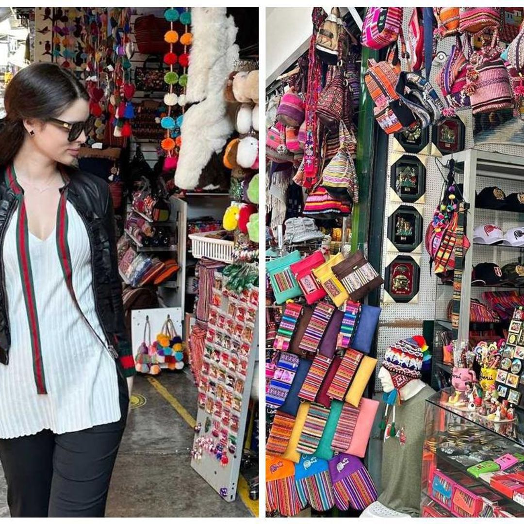 Nadia Ferreira queda fascinada al recorrer un mercado de artesanías en Perú