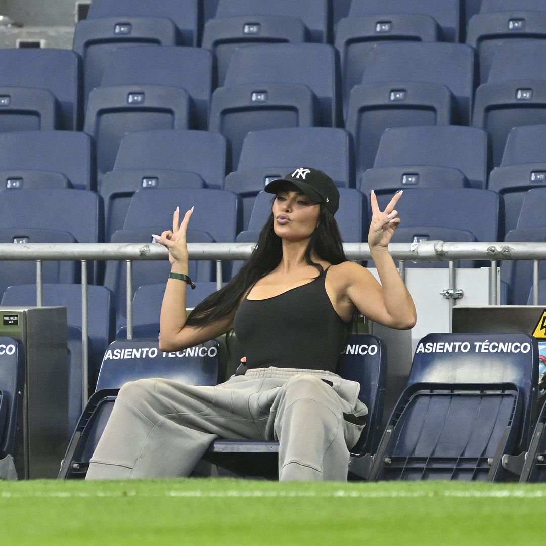 Kim Kardashian en el estadio Santiago Bernabéu