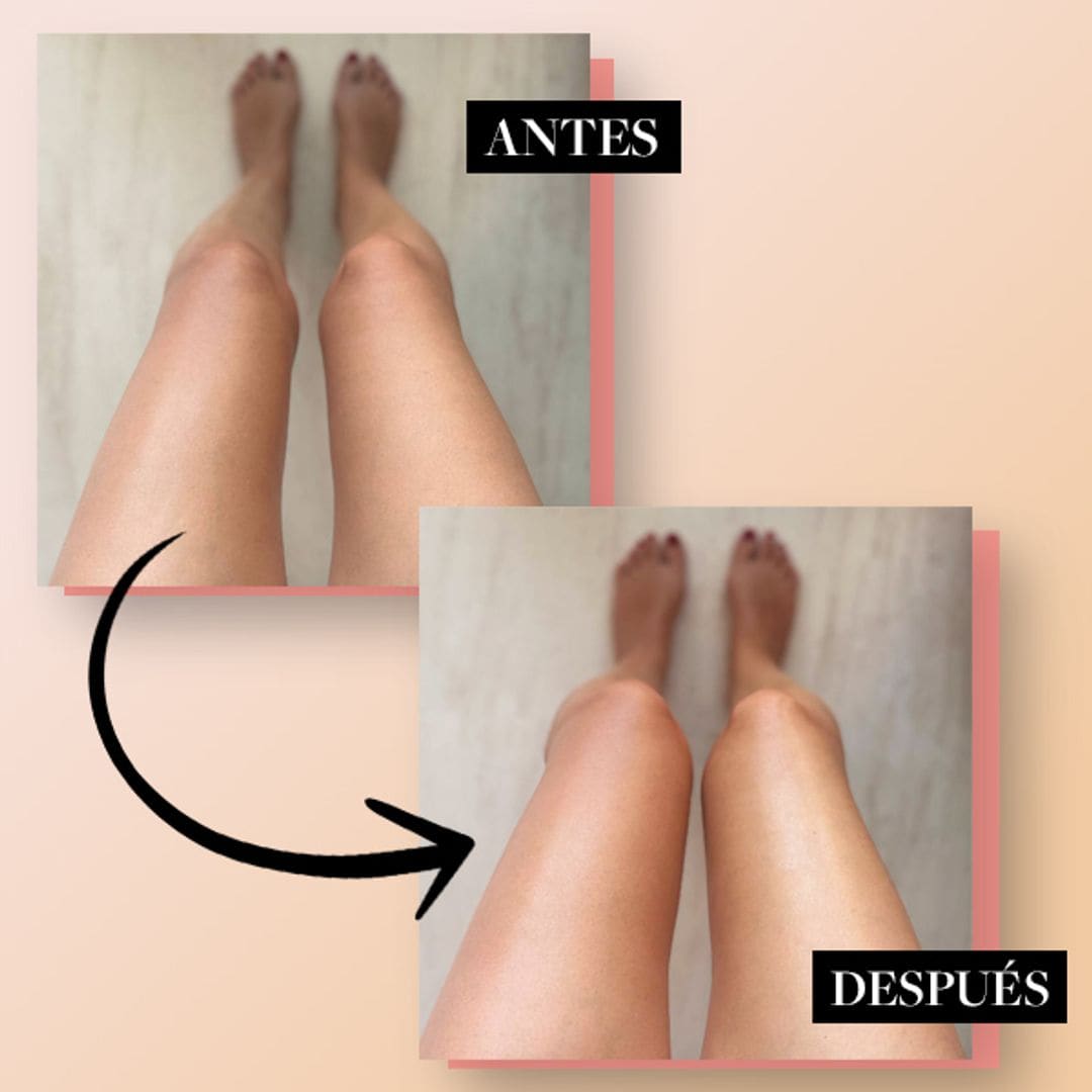 Antes y después de usar el aceite dorado hidratante Monoi de Yves Rocher