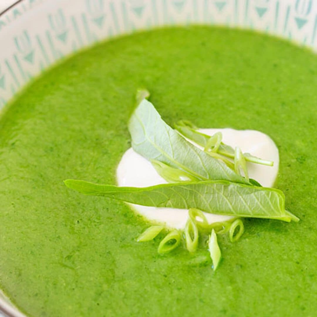 Sopa cremosa de calabacín y espinacas