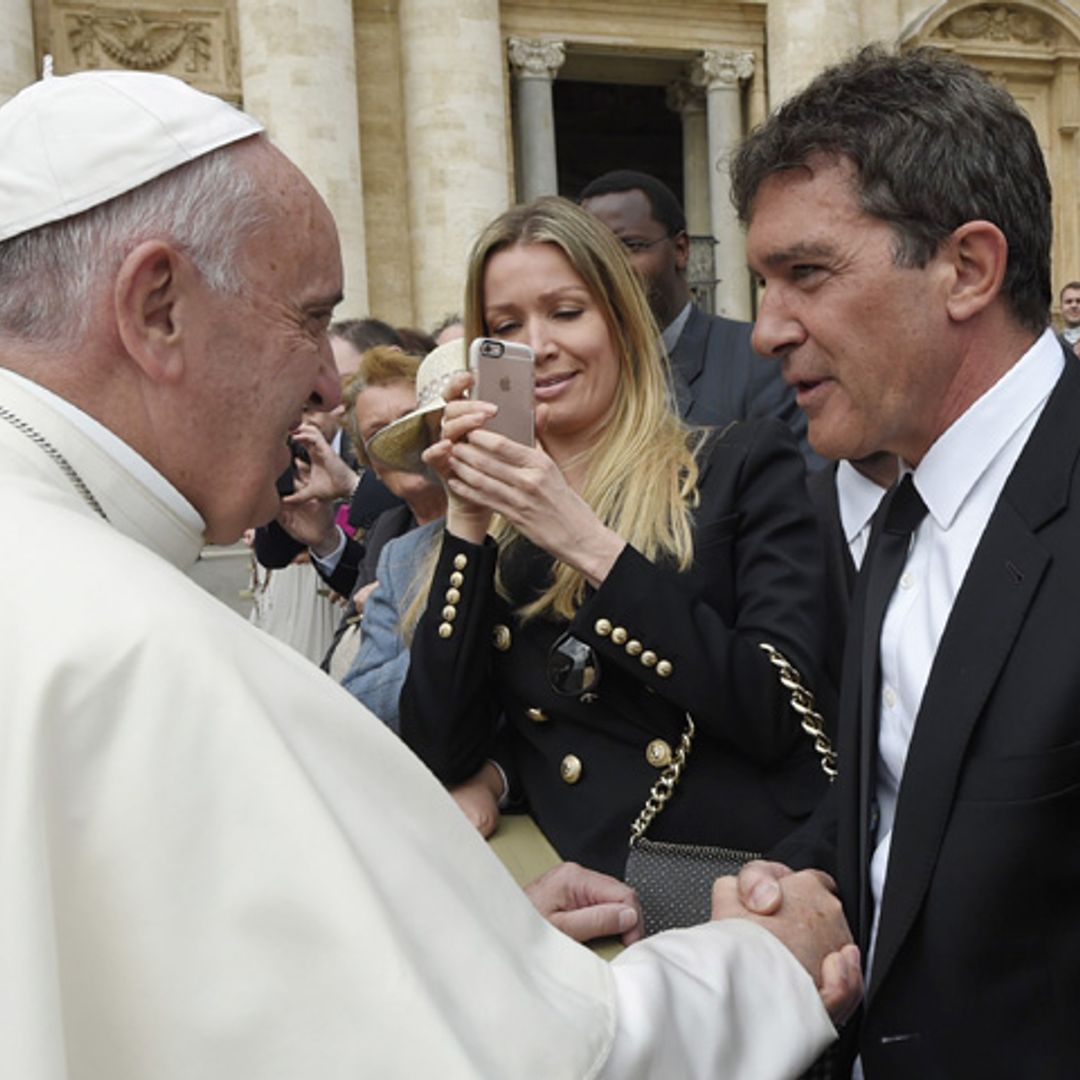 El encuentro de Antonio Banderas y Nicole Kimpel con el Papa