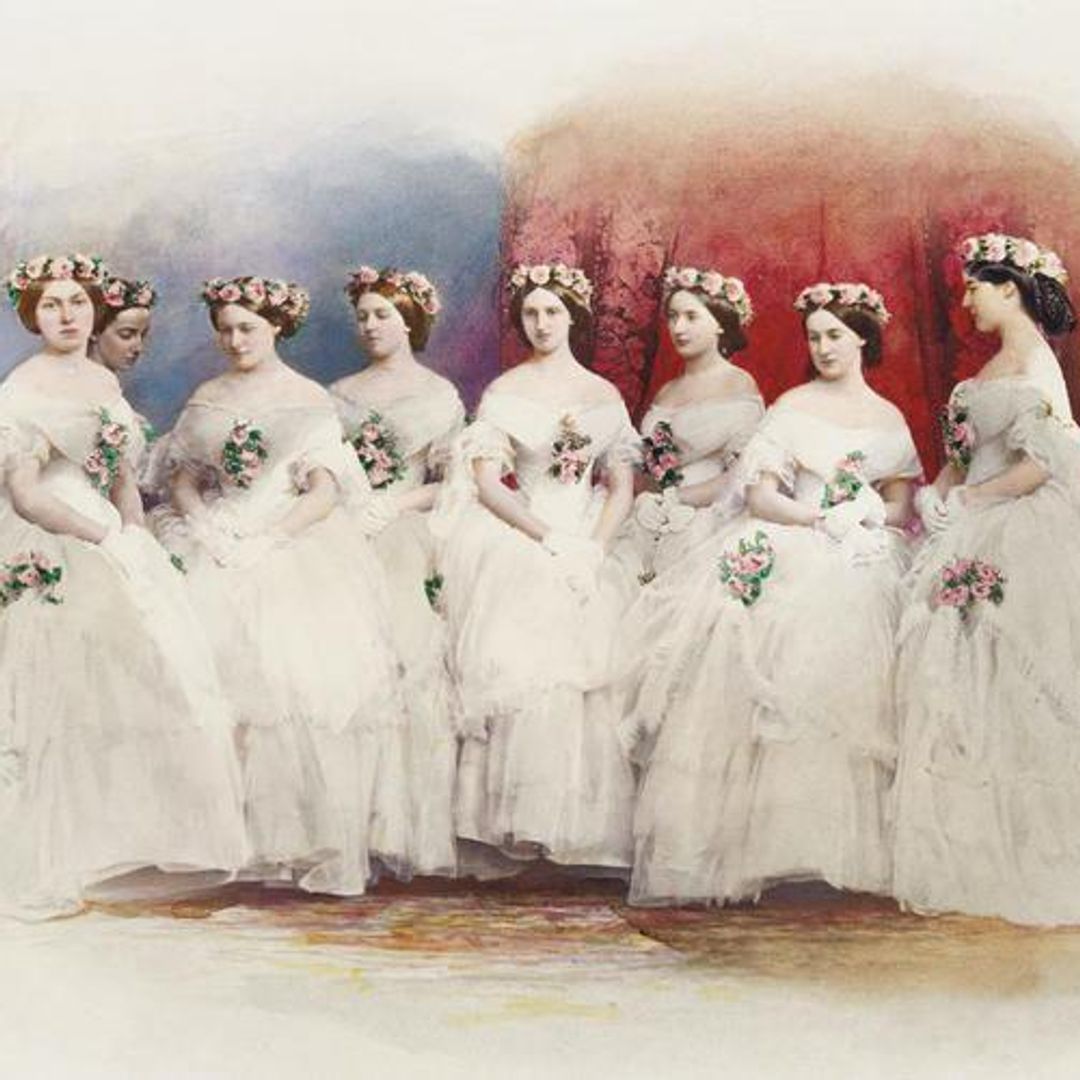 Las damas de honor en la boda de la reina Victoria (1858)