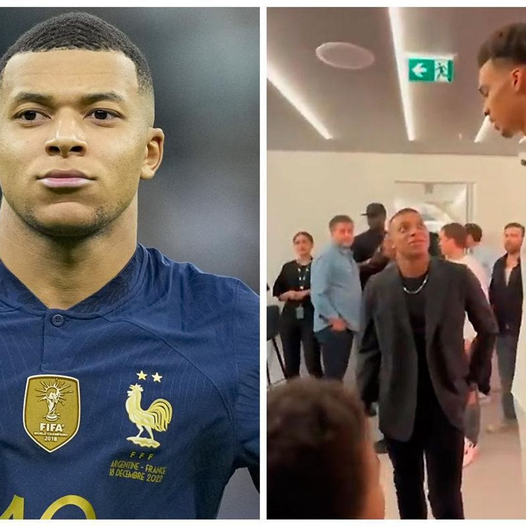 La reacción de Mbappé al encontrarse con su ídolo se hace viral, ¡tenía que mirar al techo para verlo!