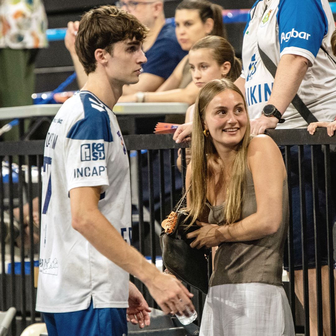 Johanna Zott y Pablo Urdangarin tras el partido de balonmano del Fraikin BM Granollers