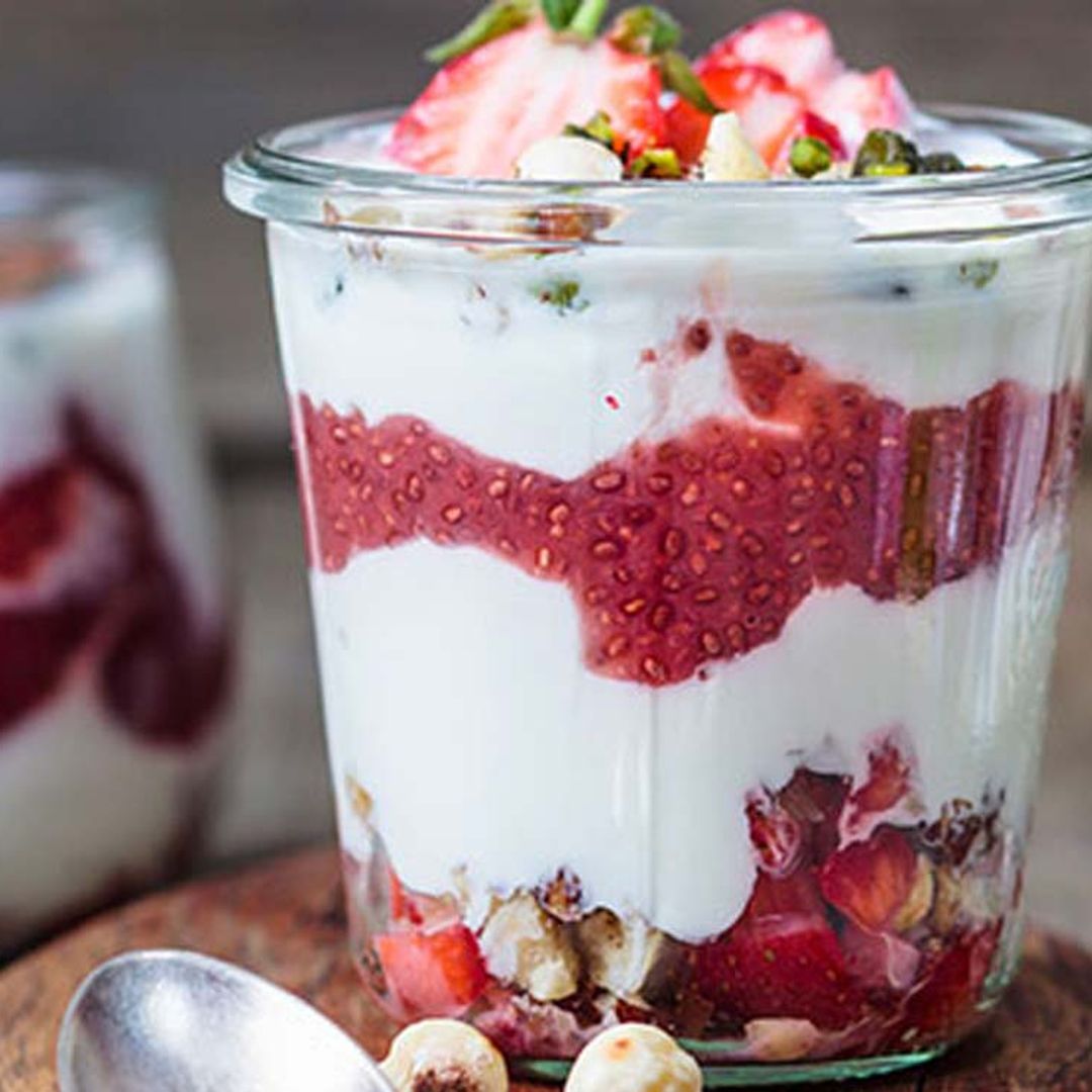 Vasitos de fresas y yogur