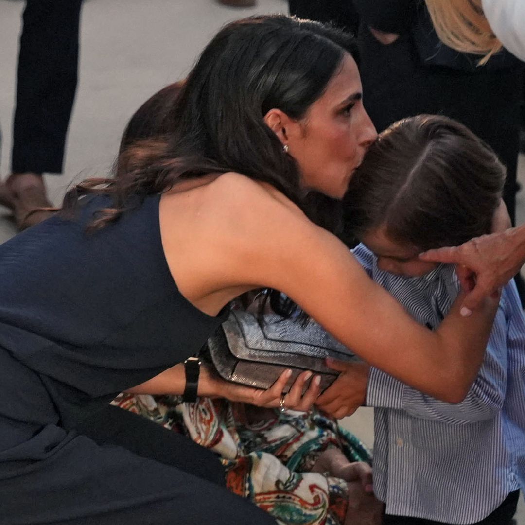 Mery Perelló, mujer de Rafa Nadal, con su hijo en la 'première'