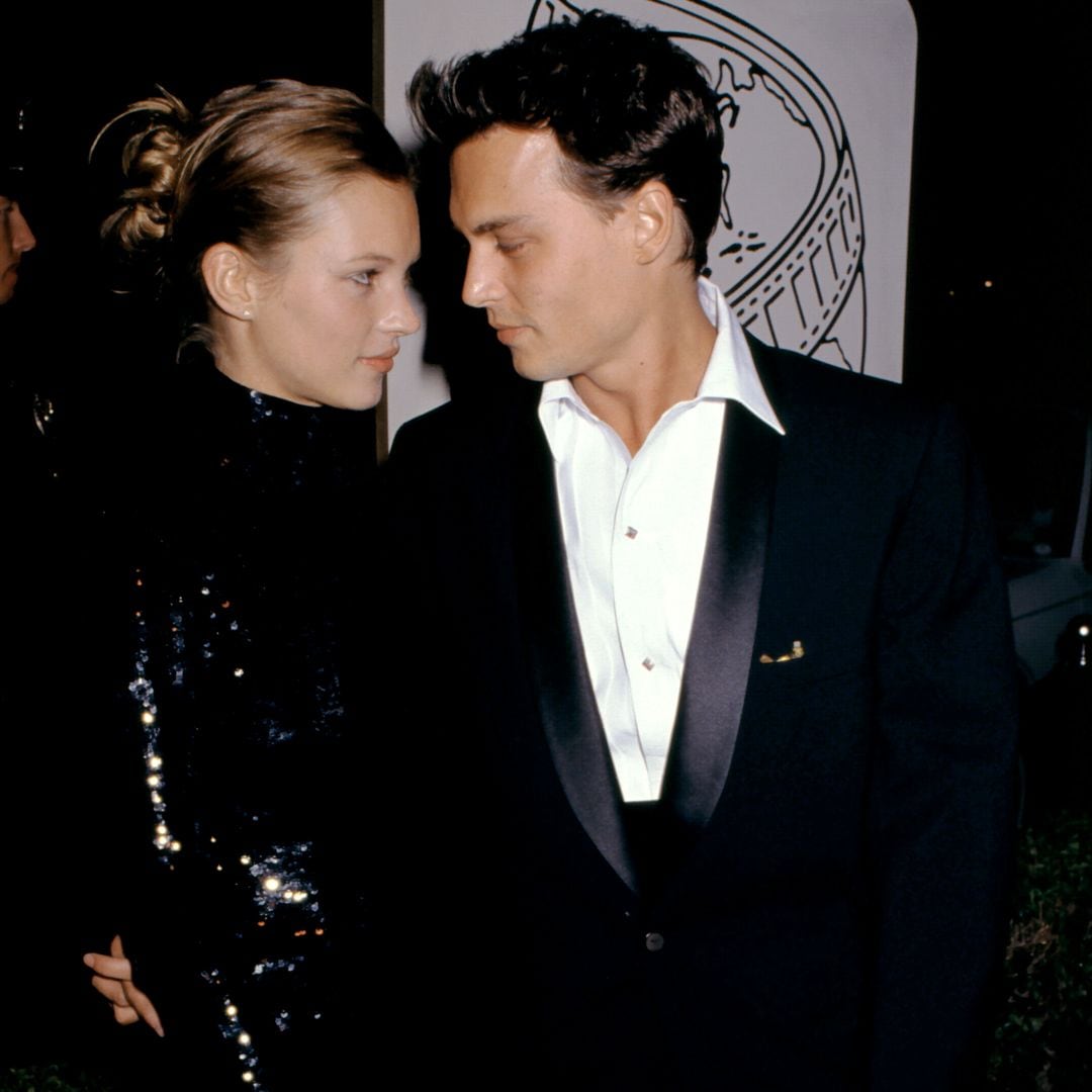 Kate Moss y Johnny Depp en lso Globos de Oro de 1995
