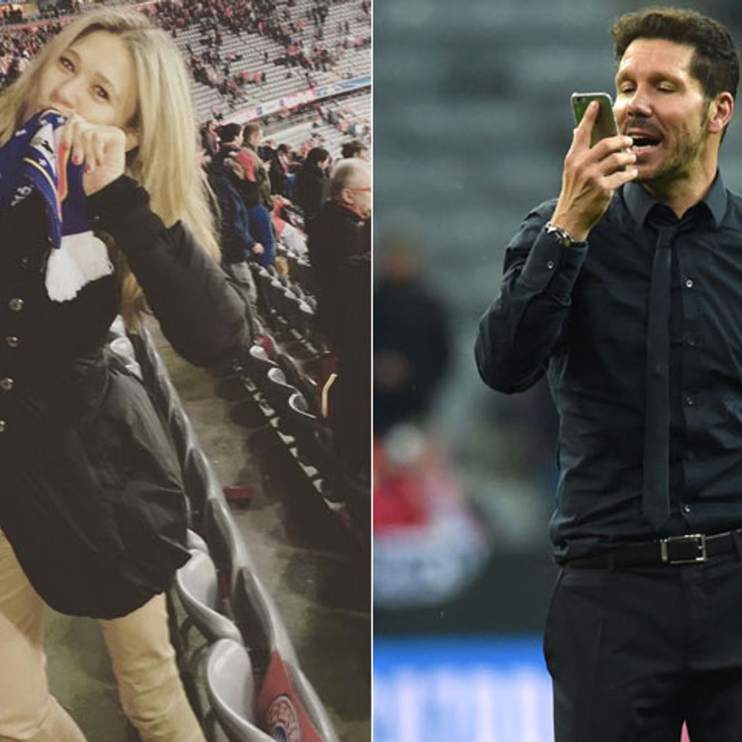 Con Carla Pereyra en las gradas, ¿con quién habla Simeone en el campo?