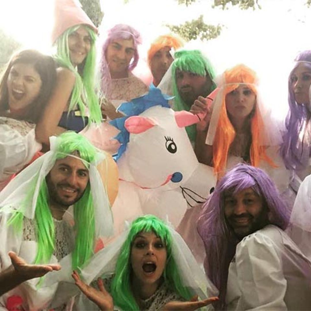 Un unicornio y pelucas de colores... la divertida despedida de soltera de María José Suárez