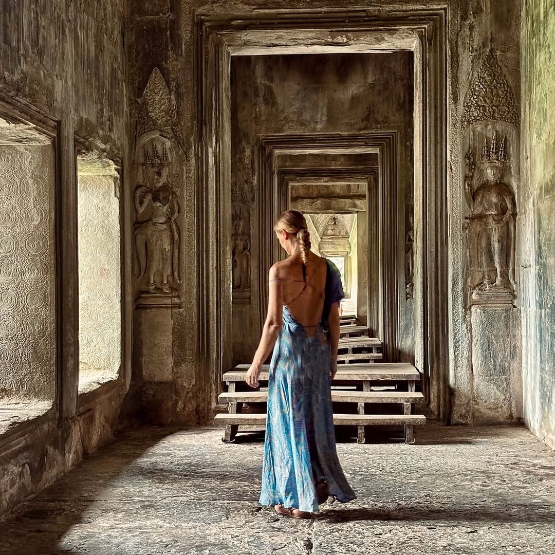 Paula Vázquez en los templos de Angkor de Camboya