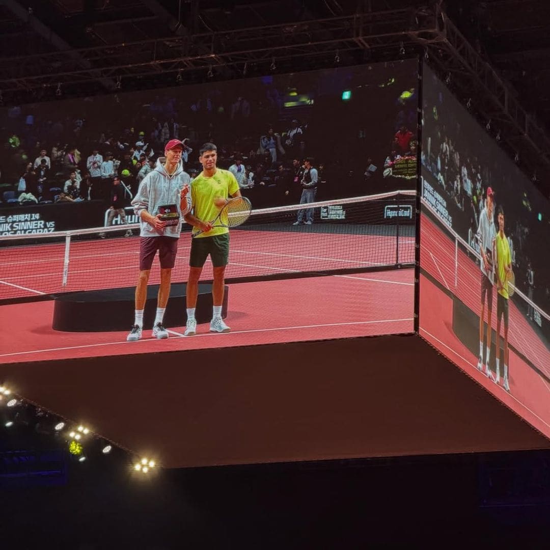 Imagen que compartió la DJ mientras veía el partido de Alcaraz