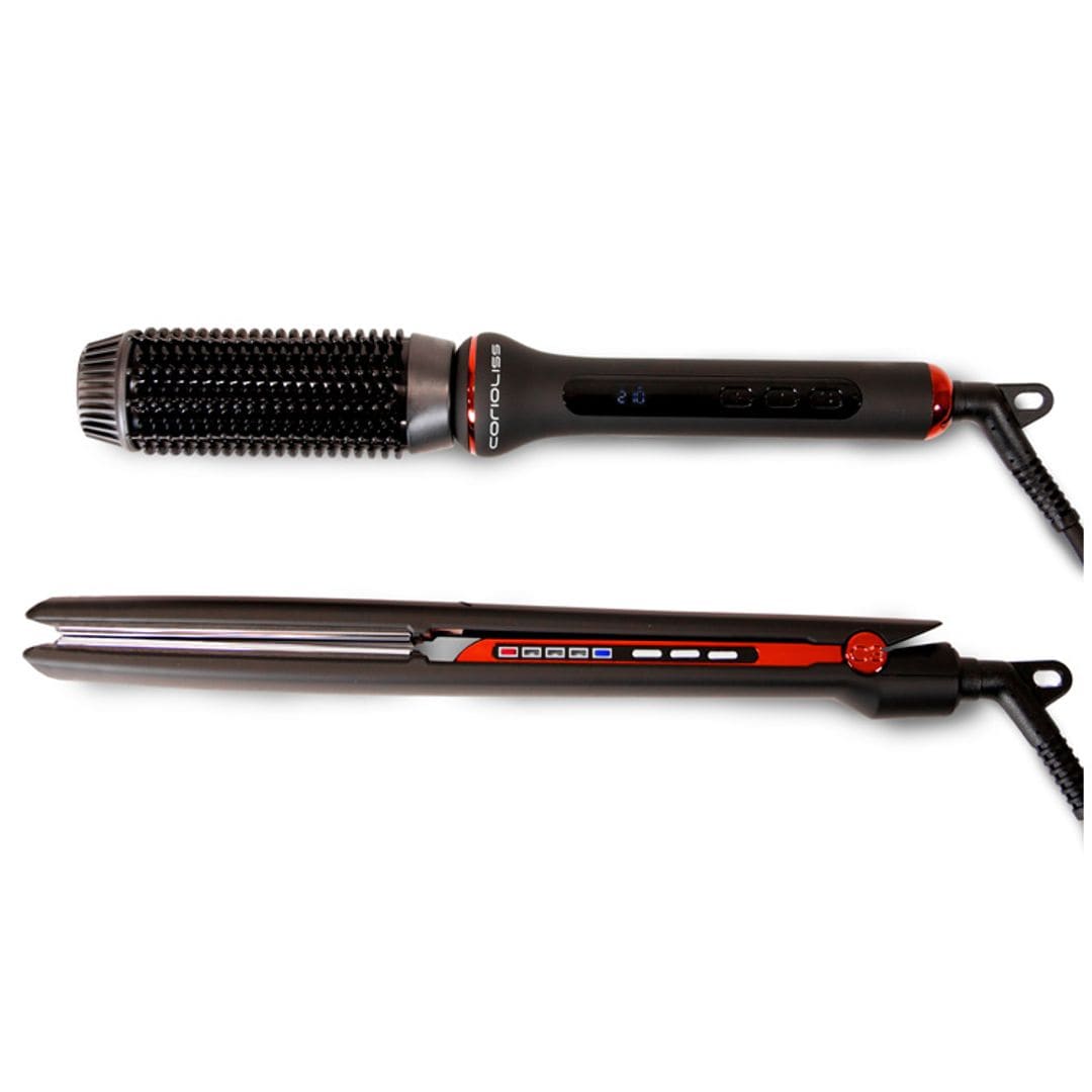 C3 + Hot Brush, de Corioliss (199 euros); un kit de edición limitada para Navidad que incluye la plancha C3 con placas de titanio extralargas y el cepillo eléctrico que alisa y moldea en pocas pasadas.