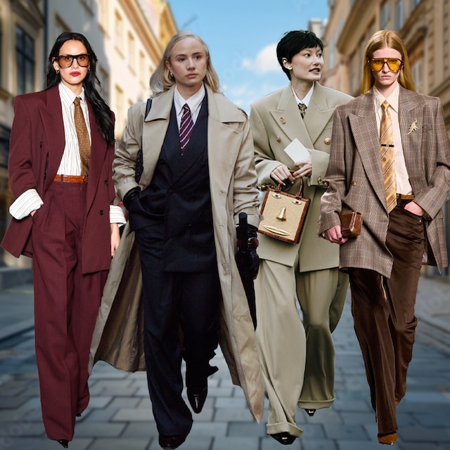 Looks con traje oversize y corbatas