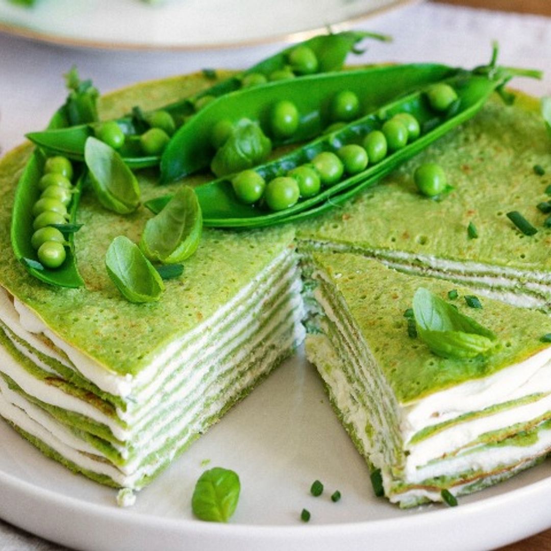 Pastel de guisantes y queso crema