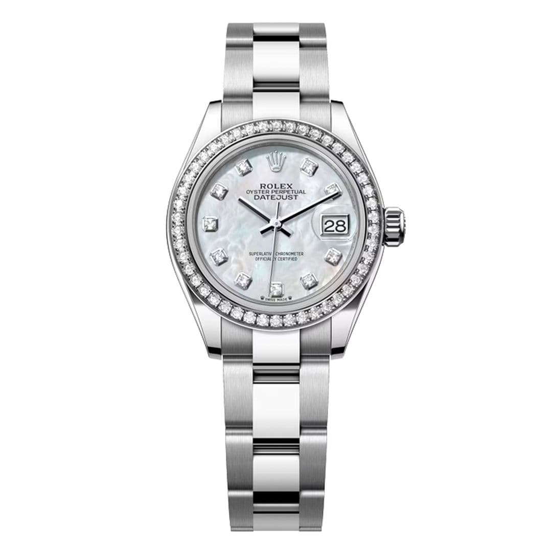 Reloj Lady-Datejust 28 mm de acero, oro blanco y diamantes, de Rolex (17.950 €)