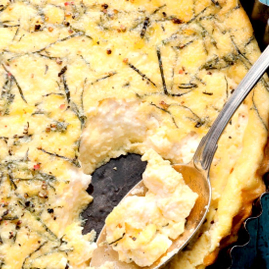 Tortilla al horno de queso y hierbabuena