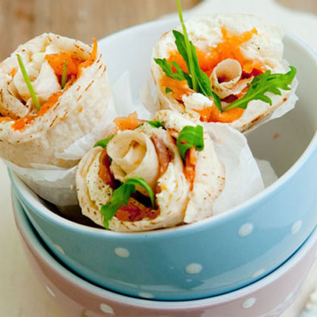 'Wrap' de salmón, rúcula y queso crema