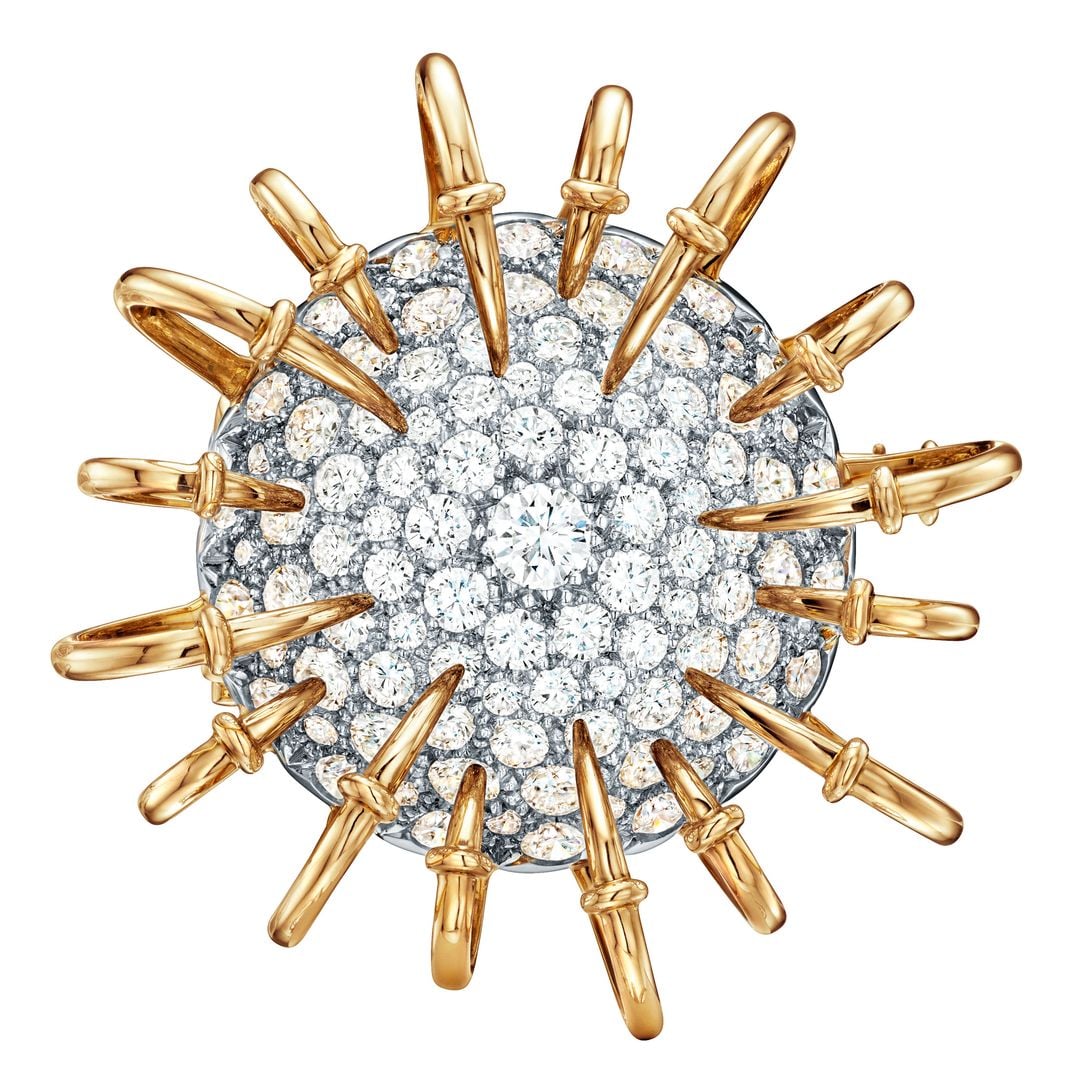 Broche Apollo en oro amarillo y platino con diamantes (c.p.v.), de Tiffany & Co.