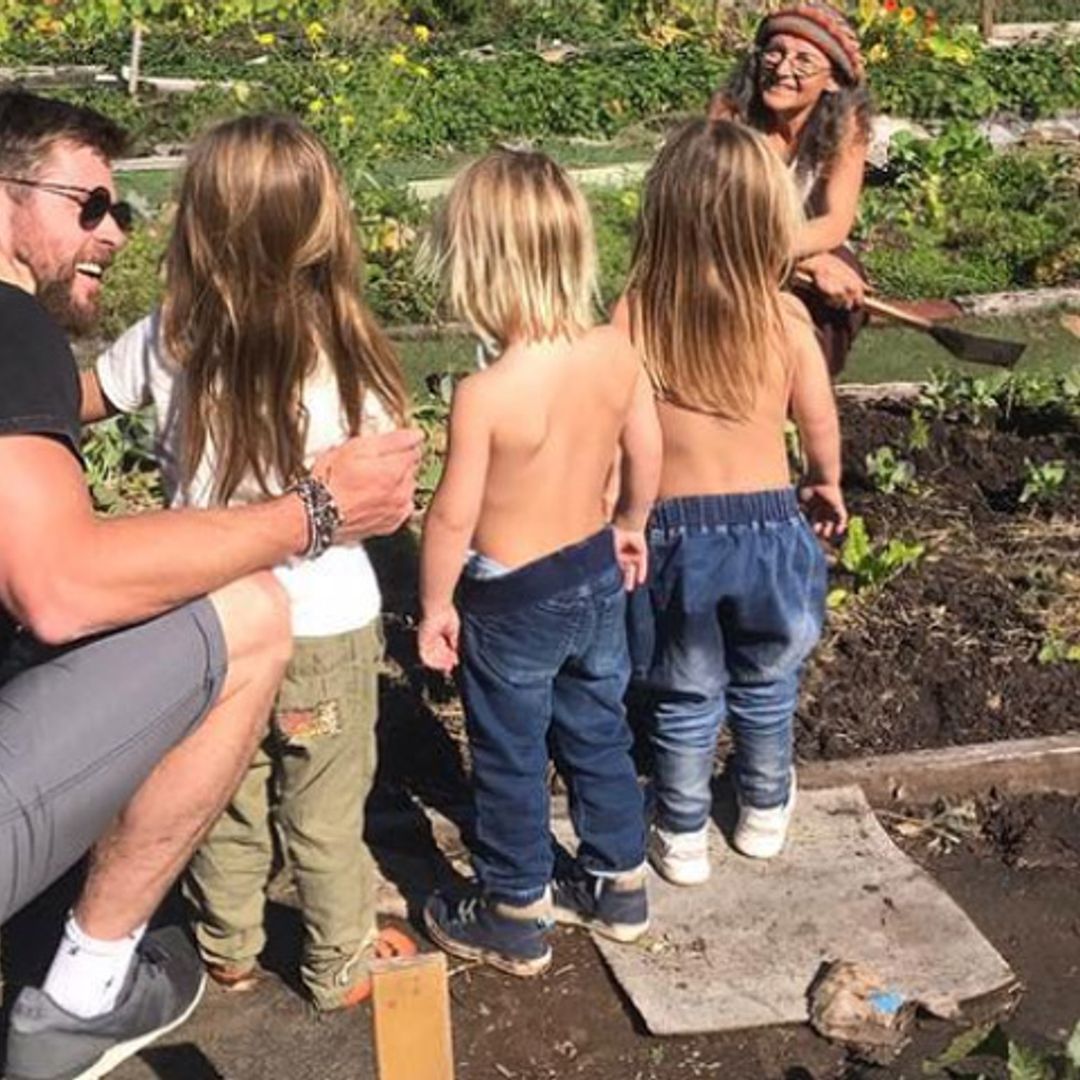 ¡Papá jardinero! Chris Hemsworth muestra una nueva faceta con sus hijos