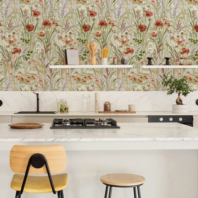 tendencias papel pintado cocina decoracion hola