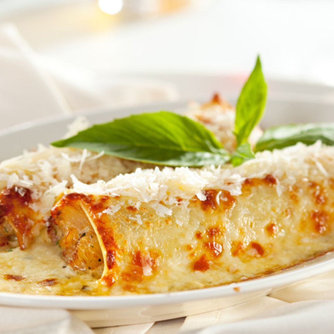 Canelones de rape y gambas