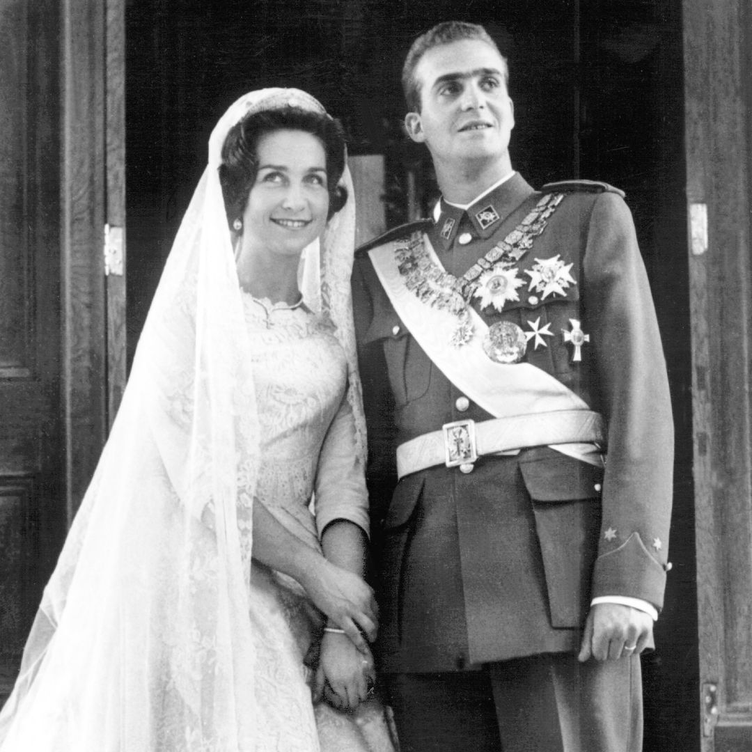 La reina Sofía el día de su boda con el rey Juan Carlos