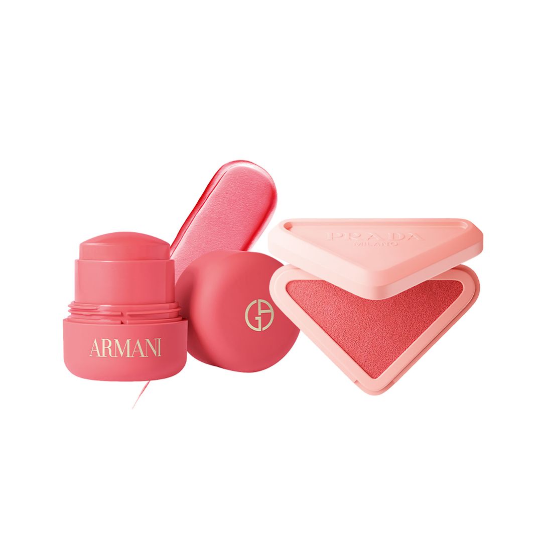 De crema  a polvo: Prada Touch (45 €), de Prada Beauty. 
Balsámico: Dolci Makeup Blush (46 €), de Armani Beauty