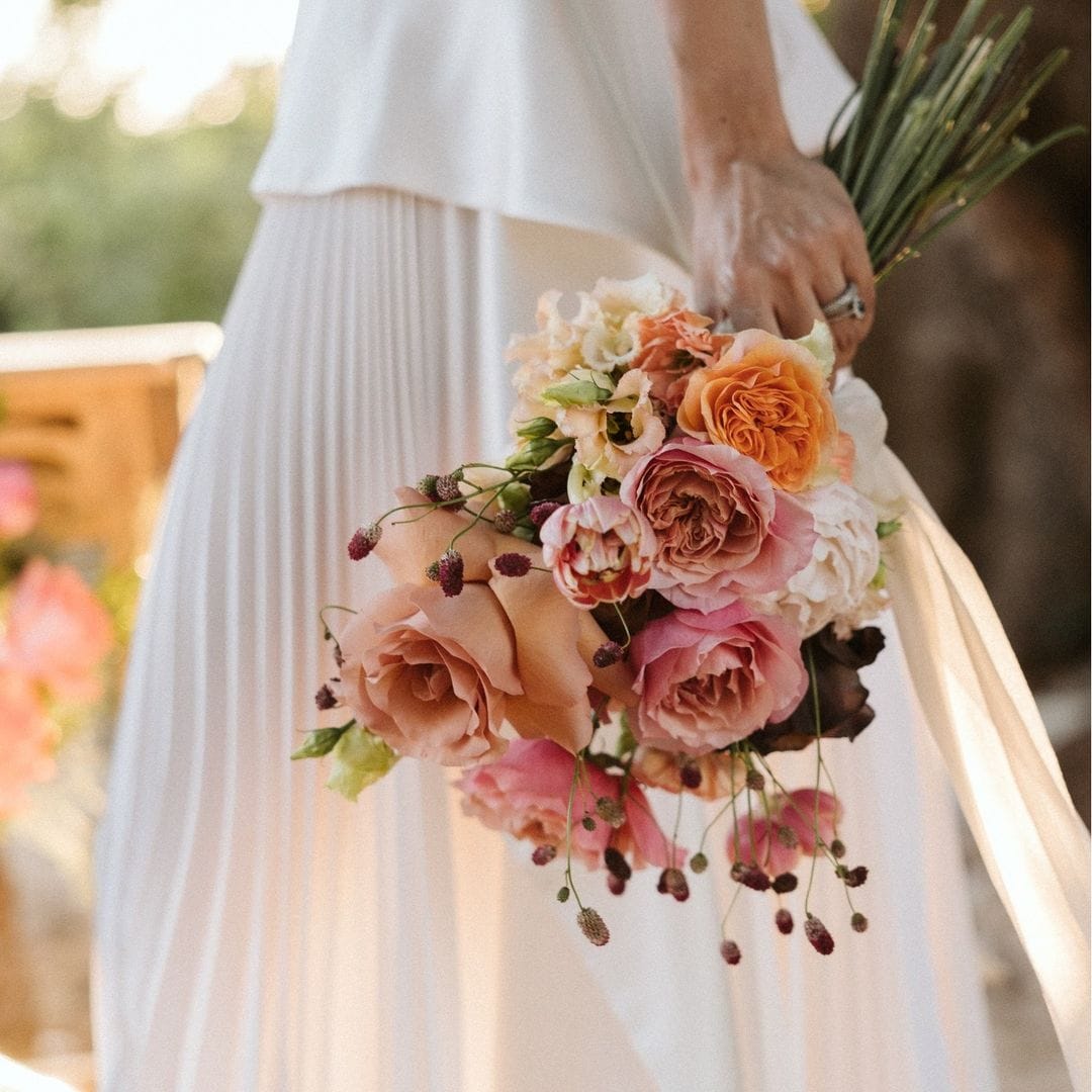 Ramo de novia de colores rosados con tulipanes