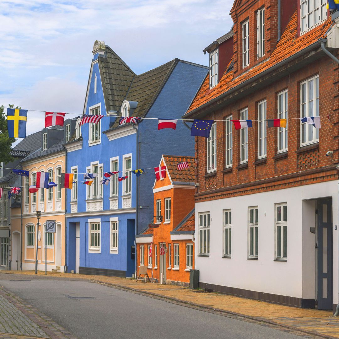 Casas de colores de Grasten, Dinamarca