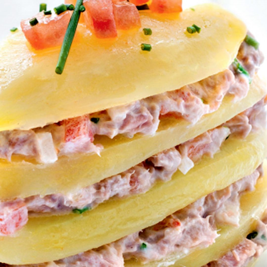 Milhojas de patata y surimi