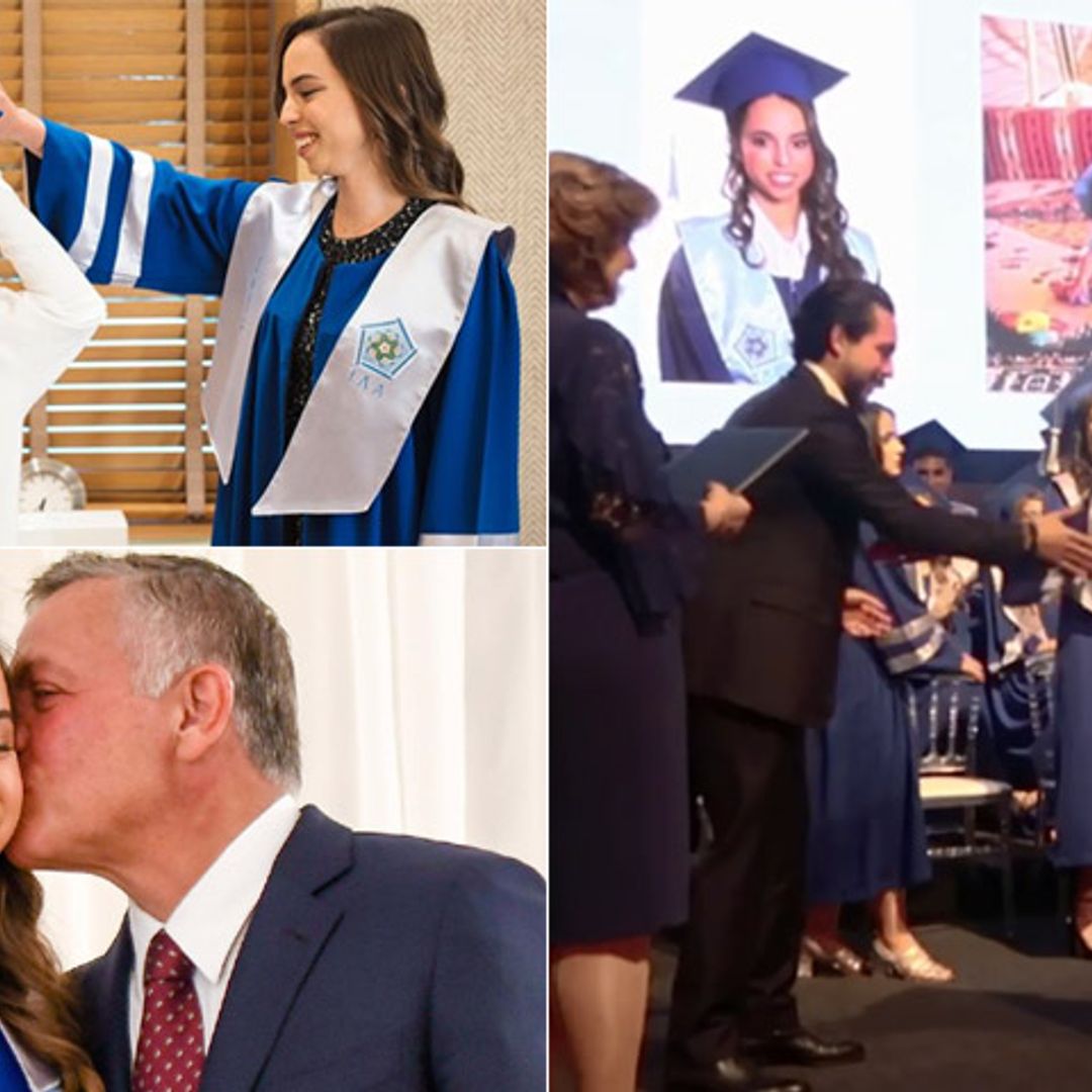 De la nostalgia de Rania al gesto 'rapero' de Hussein, así fue la graduación de Salma de Jordania