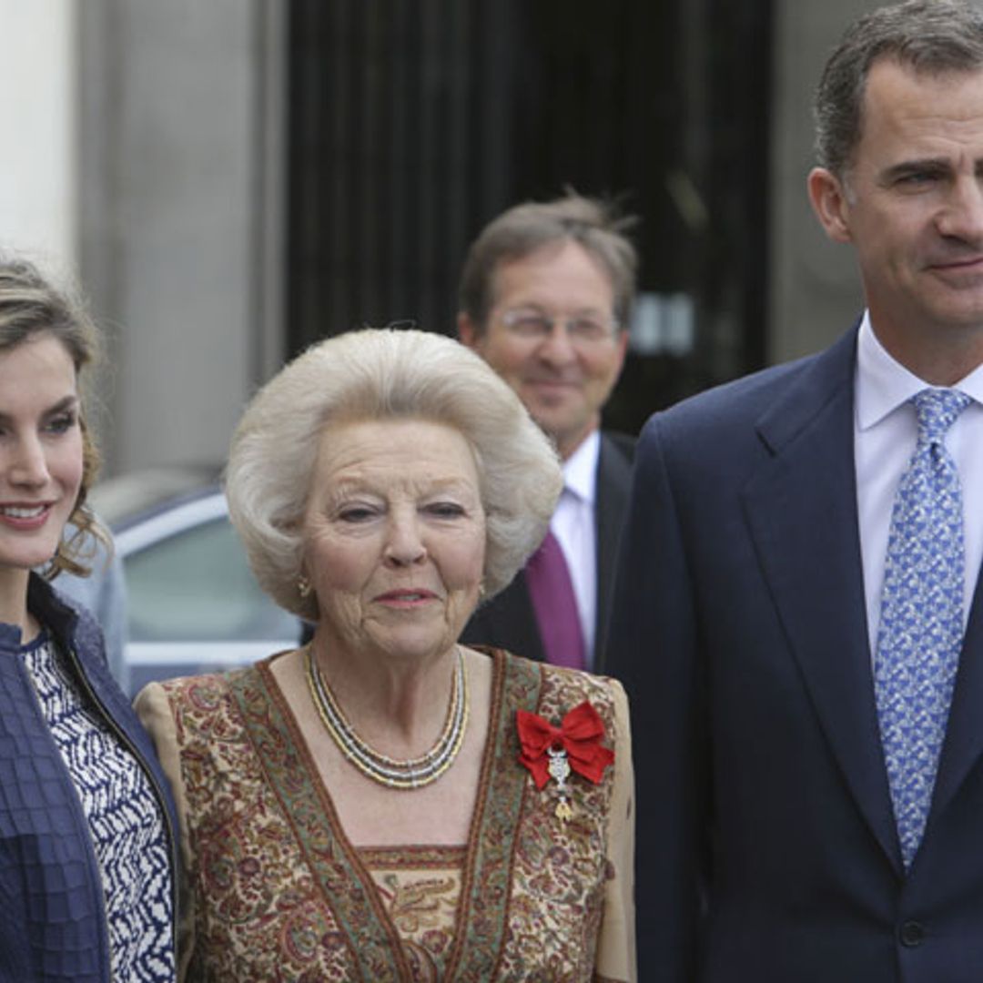 Los Reyes obsequian a Beatriz de Holanda con un almuerzo en el Palacio de la Zarzuela tras su visita de 'El Bosco' en el Prado