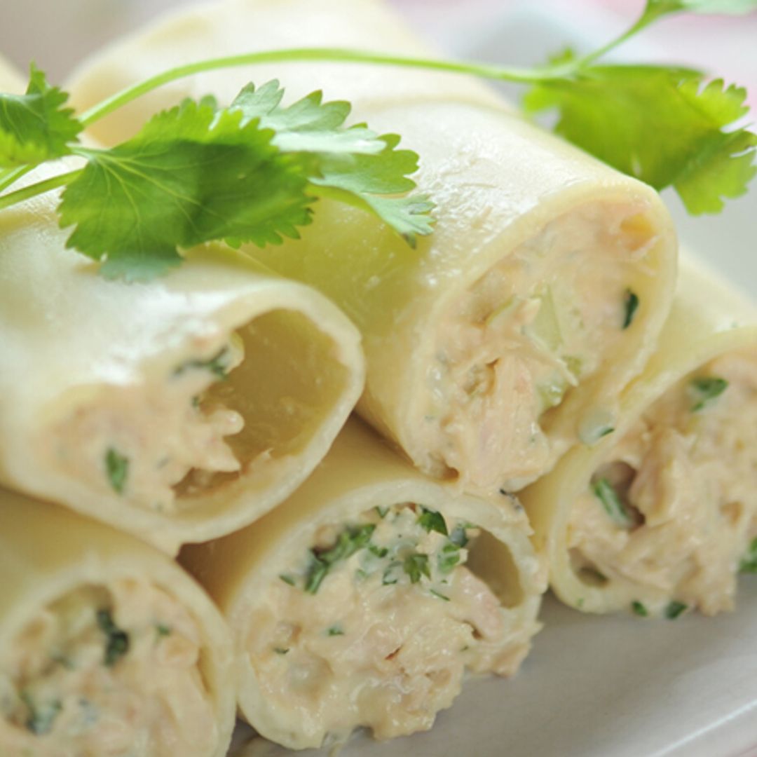 Canelones de atún y queso de cabra