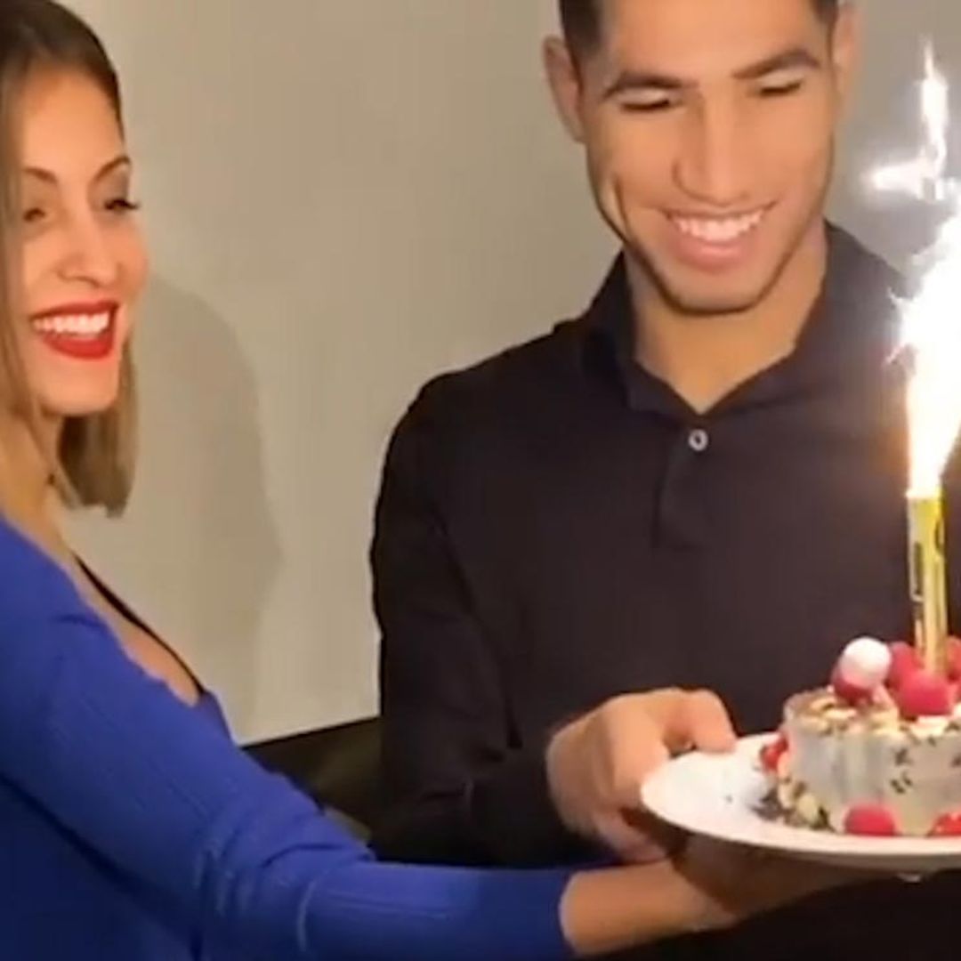 Presumiendo de embarazo: Hiba Abouk celebra el cumpleaños de Achraf Hakimi entre besos y tarta
