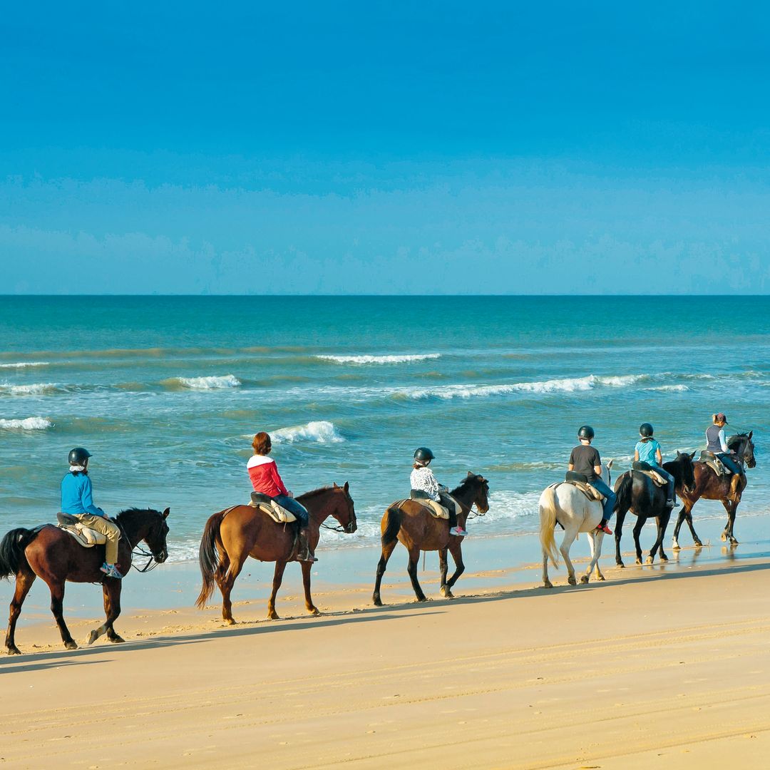Paseo a caballo por la playa de Matalascañas, Parque Nacional de Doñana, Huelva