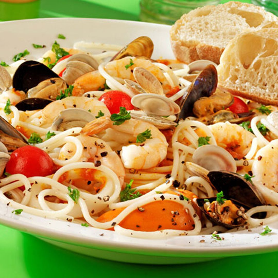 Espaguetis con frutos del mar