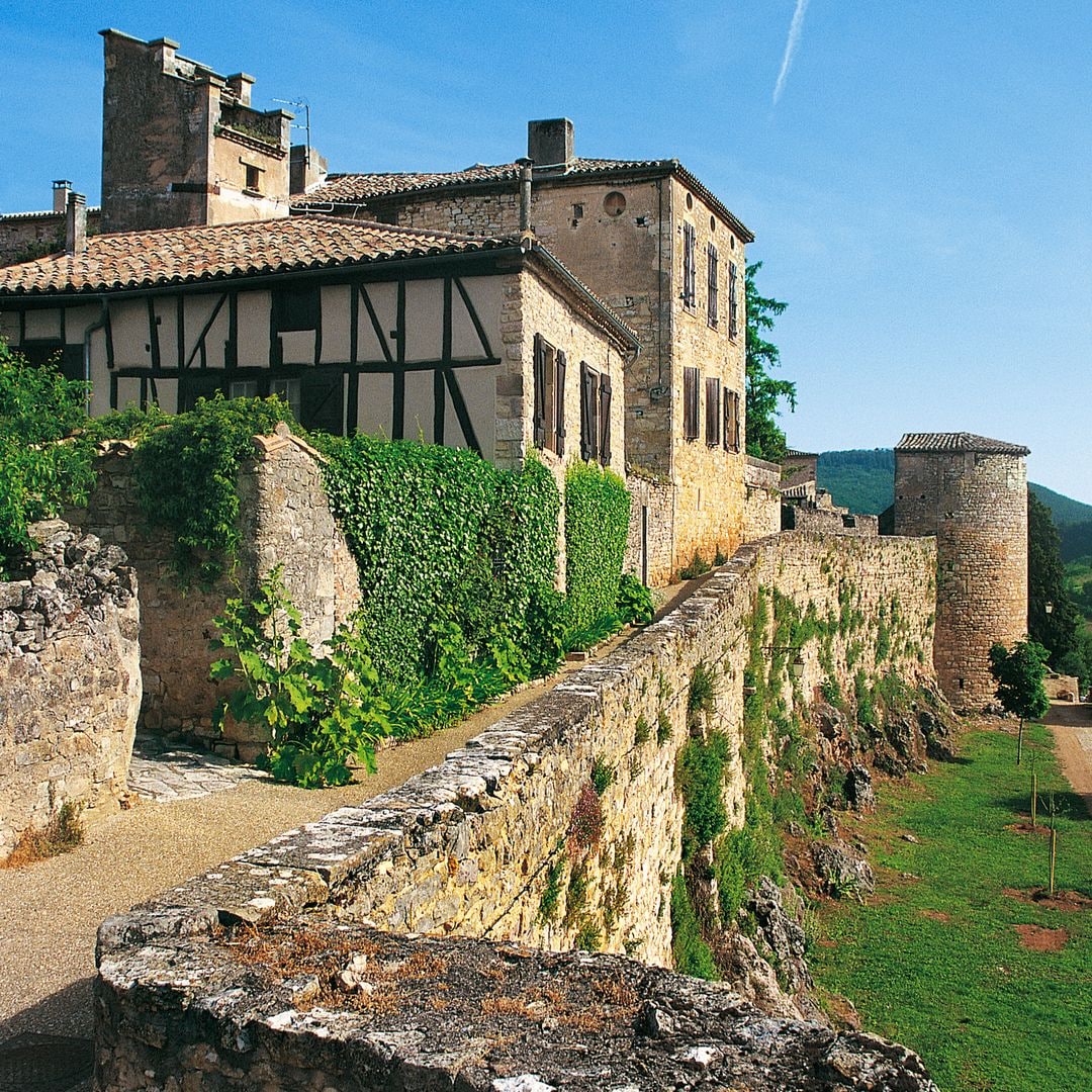 Puycelsi, muralla, Tarn, Francia