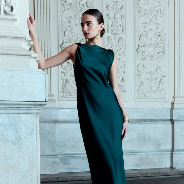 Vestido de invitada liso Bimani